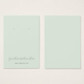 Elegante Script Sage Mint Green Earring Card (Vorne & Hinten)