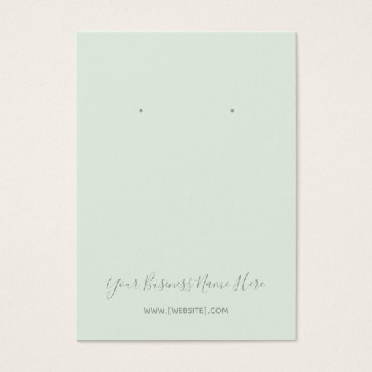 Elegante Script Sage Mint Green Earring Card (Vorderseite)