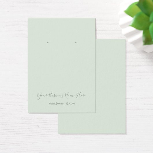 Elegante Script Sage Mint Green Earring Card (Schreibtisch)