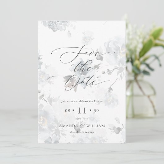 Elegante Script Save the Date Card Einladung (Stehend Vorderseite)