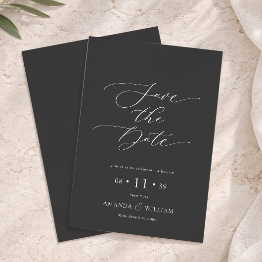 Elegante Script Save the Date Card Einladung