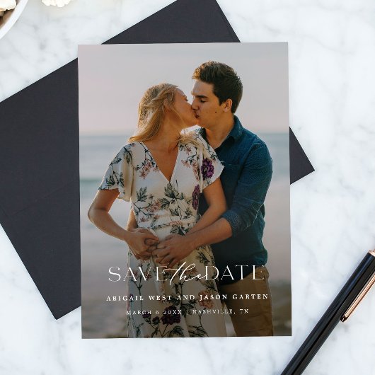 Elegante Script Save-the-Date-Foto Save The Date
