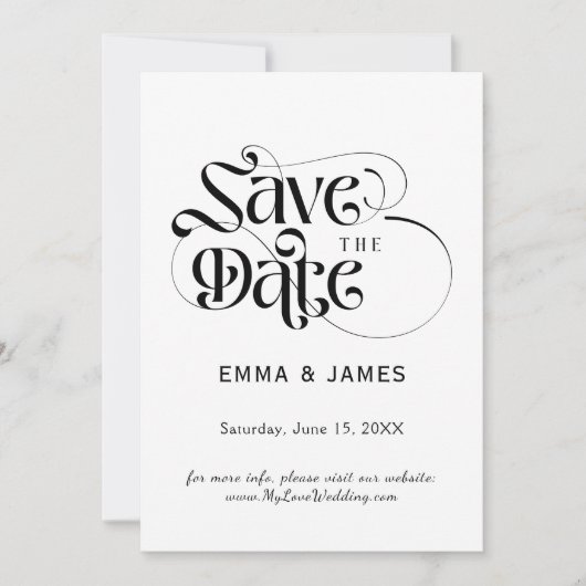 Elegante Script Save-the-Date-Karte Save The Date (Vorderseite)