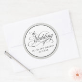 Elegante Script-Schnörkel-Gastgeschenke Hochzeiten Runder Aufkleber (Umschlag)