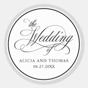Elegante Script-Schnörkel-Gastgeschenke Hochzeiten Runder Aufkleber