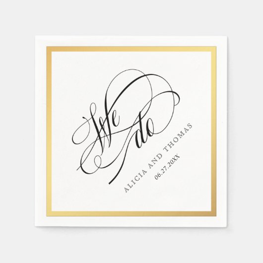 Elegante Script-Schnörkel Hochzeit machen wir Serviette (Vorderseite)