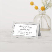 Elegante Script-Schnörkel Hochzeit Platzkarte (Rückseite)