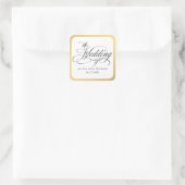 Elegante Script-Schnörkel Hochzeit Quadratischer Aufkleber (Tasche)