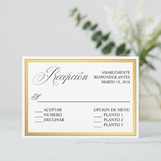 Elegante Script-Schnörkel Hochzeit spanischer UAWG Einladung (Stehend Vorderseite)