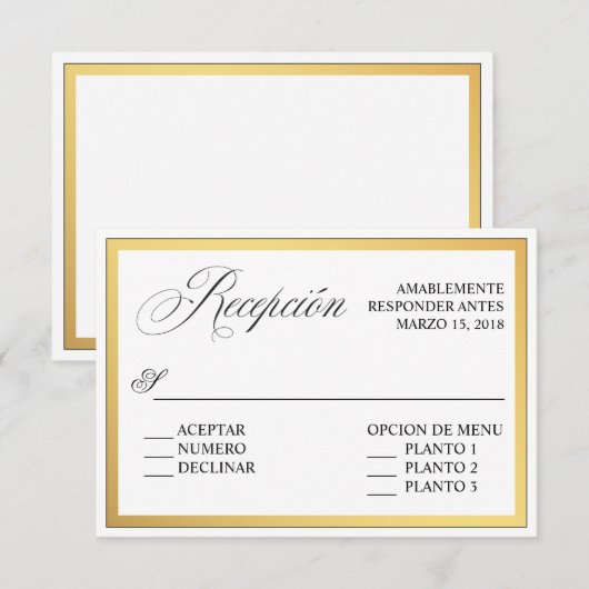 Elegante Script-Schnörkel Hochzeit spanischer UAWG Einladung (Vorne/Hinten)