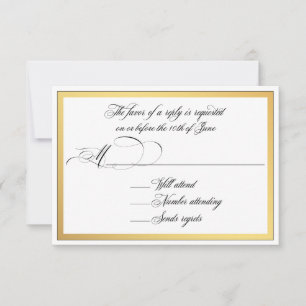 Elegante Script-Schnörkel Hochzeit von RSVP Karte