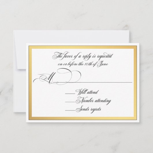 Elegante Script-Schnörkel Hochzeit von RSVP Karte (Vorderseite)