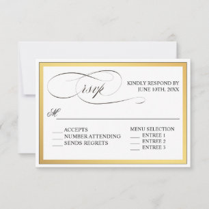 Elegante Script-Schnörkel Hochzeit von RSVP Karte