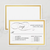 Elegante Script-Schnörkel Hochzeit von RSVP Karte (Vorne/Hinten)