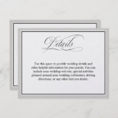 Elegante Script-Schnörkel Hochzeitdetails (Vorne/Hinten)