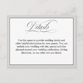 Elegante Script-Schnörkel Hochzeitdetails Postkarte