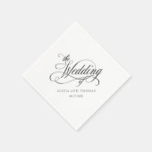 Elegante Script-Schnörkel Hochzeiten in Weiß Serviette (Ecke)