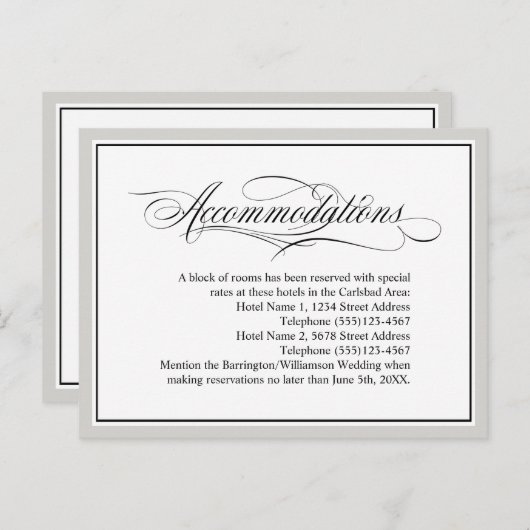 Elegante Script-Schnörkel Hochzeitsunterkünfte Postkarte (Vorne/Hinten)