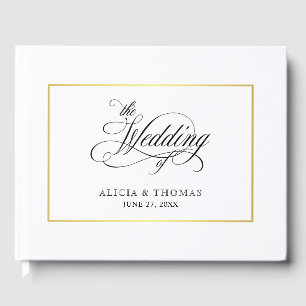 Elegante Script Schnörkel Kalligraphie Hochzeit Gästebuch
