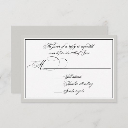 Elegante Script-Schnörkel mit beliebiger Farbgrenz RSVP Karte (Vorne/Hinten)