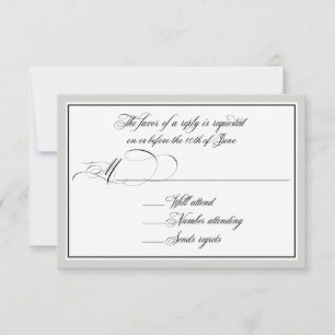 Elegante Script-Schnörkel mit beliebiger Farbgrenz RSVP Karte