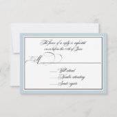 Elegante Script-Schnörkel mit Dusty Blue Border RSVP Karte (Vorderseite)