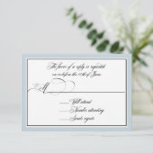 Elegante Script-Schnörkel mit Dusty Blue Border RSVP Karte (Stehend Vorderseite)