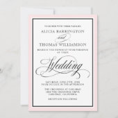 Elegante Script-Schnörkel mit rosa, rosa, rosa Bor Einladung (Vorderseite)