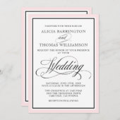 Elegante Script-Schnörkel mit rosa, rosa, rosa Bor Einladung (Vorne/Hinten)