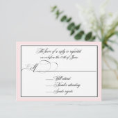 Elegante Script-Schnörkel mit rosa, rosa, rosa Bor RSVP Karte (Stehend Vorderseite)