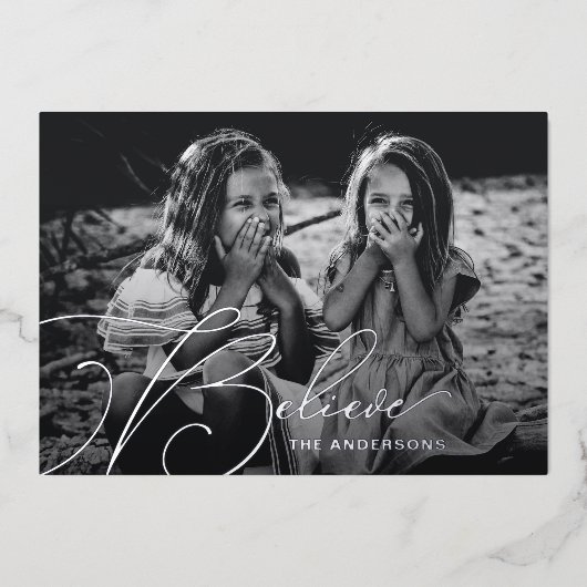 Elegante Script Schriftart Typografie Glaube Urlau Folieneinladung (Vorderseite)