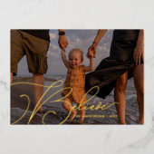 Elegante Script Schriftart Typografie Glaube Urlau Folieneinladung (Vorderseite)