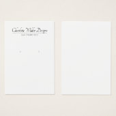 Elegante Script Schwarz-weiß Earring Display Card (Vorne & Hinten)