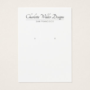 Elegante Script Schwarz-weiß Earring Display Card