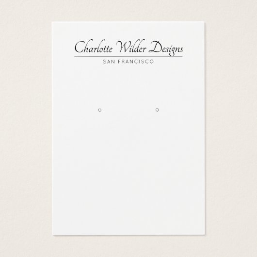 Elegante Script Schwarz-weiß Earring Display Card (Vorderseite)