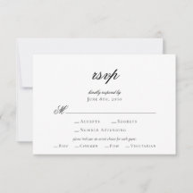 Elegante Script Schwarz-weiß Wedding RSVP Card