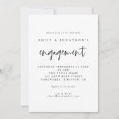 Elegante Script-Schwarz-weiße Engagement-Partei Einladung (Vorderseite)