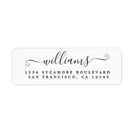 Elegante Script-Schwarz-weiße Rücksendeadresse