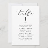 Elegante Script Seating Chart Card Karte (Vorderseite)