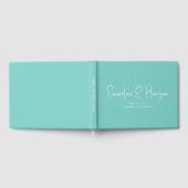Elegante Script Serif Aquamarine Hochzeit Gästebuch (Voll)