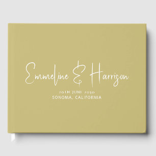 Elegante Script Serif Custom Moss Green Wedding Gästebuch