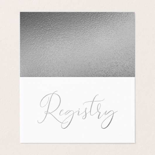 Elegante Script Silver Foil Geschenkkarte Visitenkarten (Außenseite Aufgefaltet)