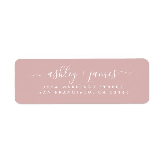 Elegante Script Silver Pink Wedding Rücksendeadres (Vorne)