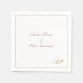 Elegante Script Simple Monogram Formal Gold Weddin Serviette (Vorderseite)