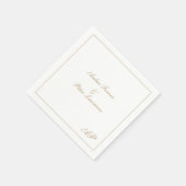 Elegante Script Simple Monogram Formal Gold Weddin Serviette (Ecke)