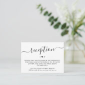 Elegante Script Simple Monogram Wedding Reception Begleitkarte (Stehend Vorderseite)