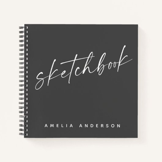 Elegante Script Sketchbook Personalisiert Name Bla Notizblock (Vorderseite)