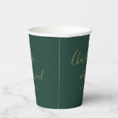 Elegante Script Smarald Green und Gold Wedding Pappbecher (Rechts)