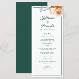 Elegante Script Smarald Green Watercolor Hochzeit Menükarte