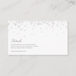 Elegante Script Snowflakes Hochzeitdetails Begleitkarte